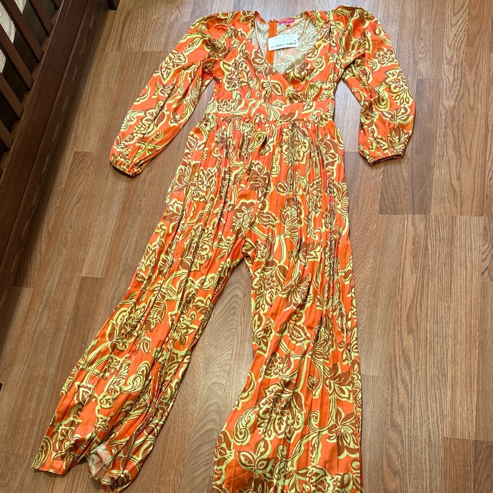 Vibrant Orange Floral Jumpsuit